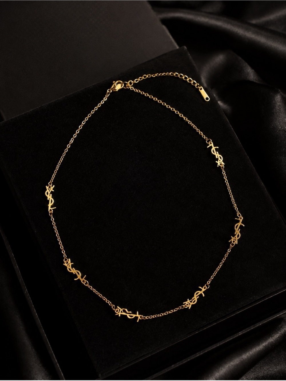 Gold YSL Logo-Link Necklace
